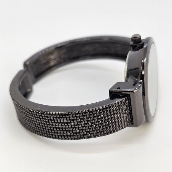 Folio Women's Cuff Watch 32MM Black Dial Black Bracelet Band 5.5" New Battery - Picture 8 of 13